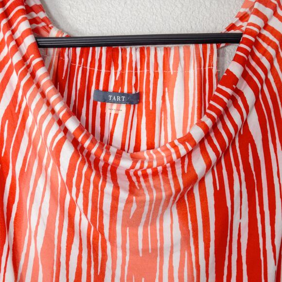 Tart Women’s Top Coral Bold Print Stripe Modal Blend Flowy Draped Minimalist M - Picture 5 of 10